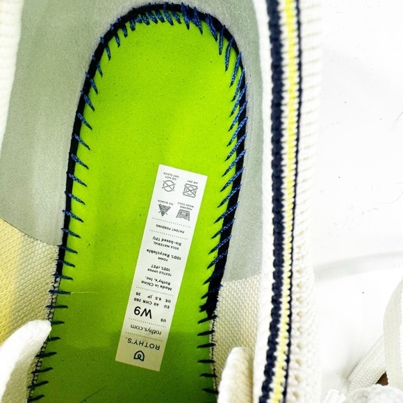 Rothy's Women's Lace Up Knit Lowtop Flat Sneakers Shoes Vanilla Size 9 NWOT - Picture 9 of 9